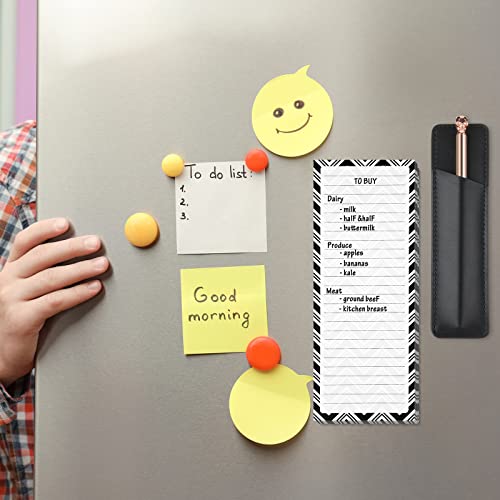 3 Pieces Magnetic Notepads Lists For Fridge, Refrigerator Grocery List, Shopping List, To-Do List, Magnetic Back-Memo Notepad With Pu Leather Pen Holder, 60 Sheets, 7.9 X 3 Inch (Classic Style) #TOP5