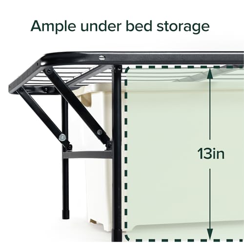Image of Zinus SmartBase Tool-Free Assembly Mattress Foundation, 14 Inch Metal Platform Bed Frame, No Box Spring Needed, Sturdy Steel Frame, Underbed Storage, Black, Twin