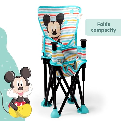 Image of Bright Starts Disney Mickey Mouse Pop 'N Sit Portable Booster, Indoor /Outdoor Use, Floor Seat with Feeding Tray, Blue, 6 Mos - 3 Yrs