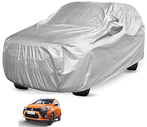 Image of Auto Hub Waterproof Car Cover Compatible with Maruti Celerio with Mirror Pocket, Soft Cotton Lining, Waterproof Celerio Car Cover- Metallic Silver