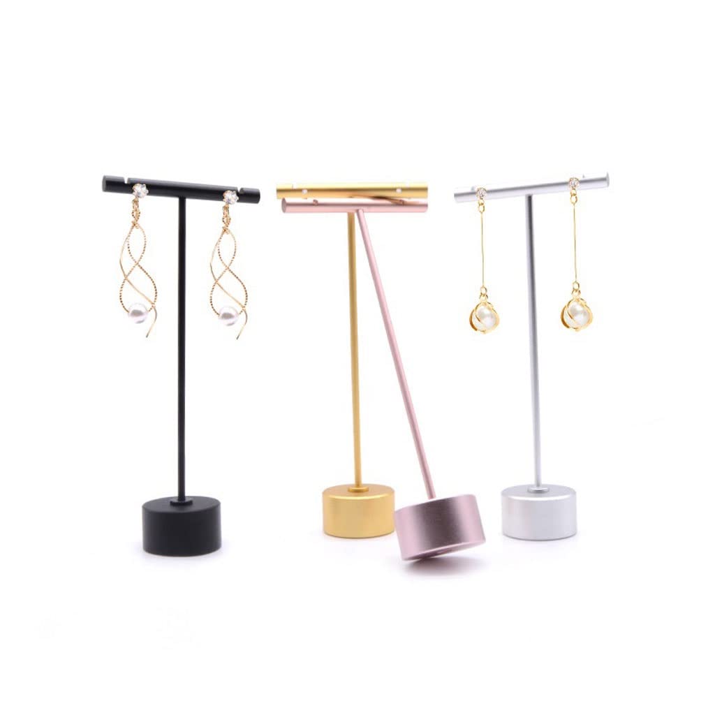 Espositore per Orecchini a Forma di T - Espositore per Orecchini con Base Esagonale - Elegante espositore per Gioielli e Biglietti da Visita Nero per Uso Domestico e Commerciale