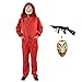 Produktbild [2020 NEW]Haus des Geldes Kostüm Bankräuber Overall rot La Casa de Papel Cosplay set mit Salvador Dali Maske Und Maschinengewehr Fasching Karneval Kostüm Damen Herren Halloween Party(Child-L-135-155)