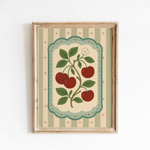 Affiche cerise vintage décor de ferme rustique pour mur de cuisine