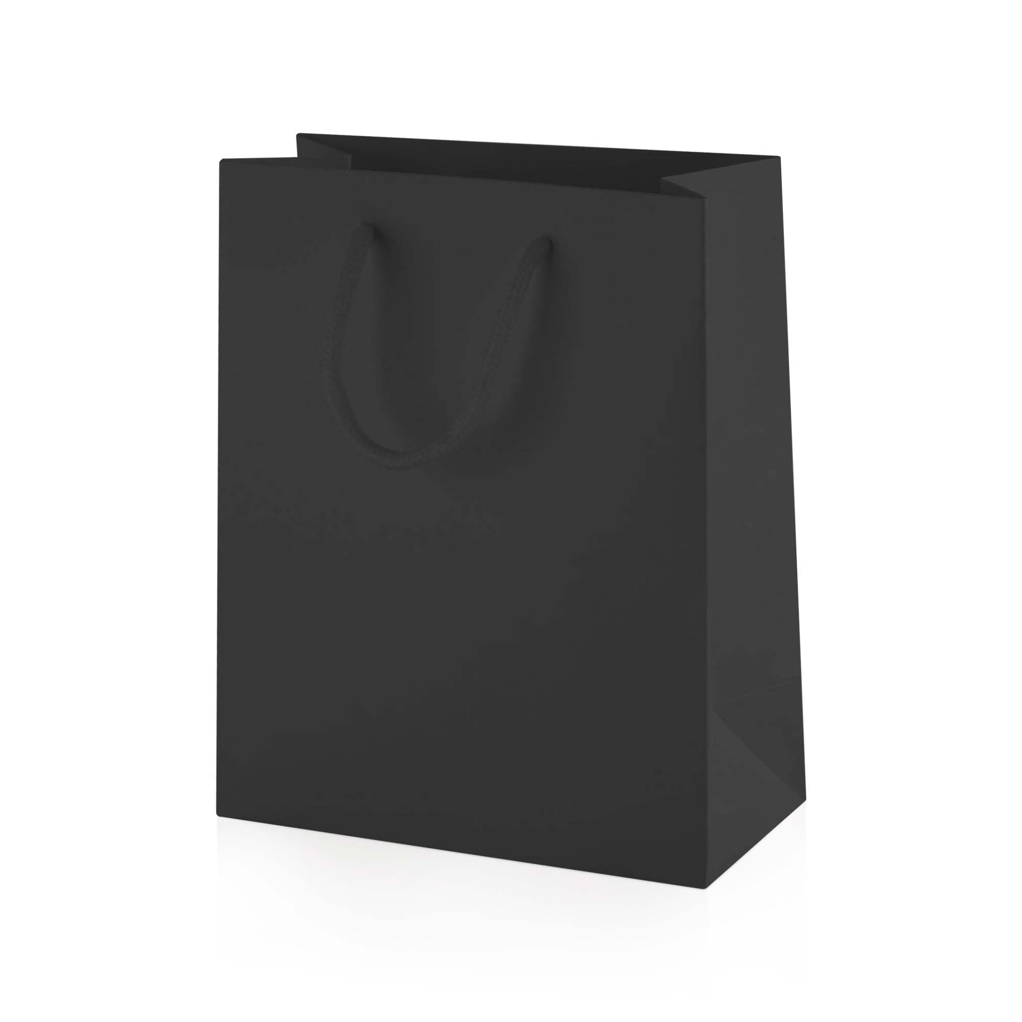 Thepaperbagstore 50× Black Small Matt Gift Bags 15×19×8cm – 250 gsm Boutique Paper Bags with Rope Handles & Reinforced Base – Ideal for Gifts, Weddings, Retail & Corporate Use — image 1
