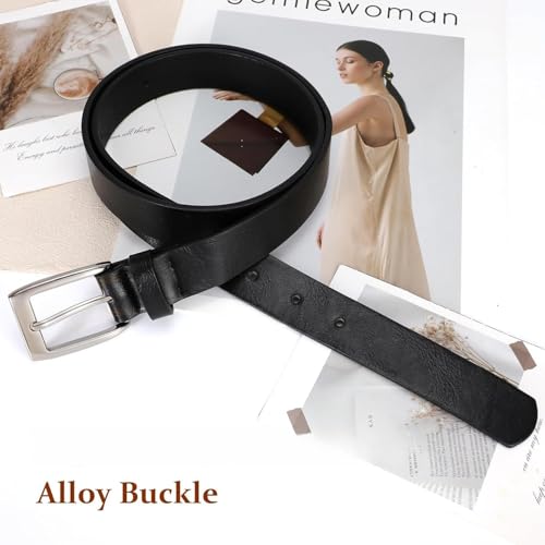 Vintage Style Leather Belt - Gold Buckle Waist Belt for Jeans, Dresses and Casual Pants4