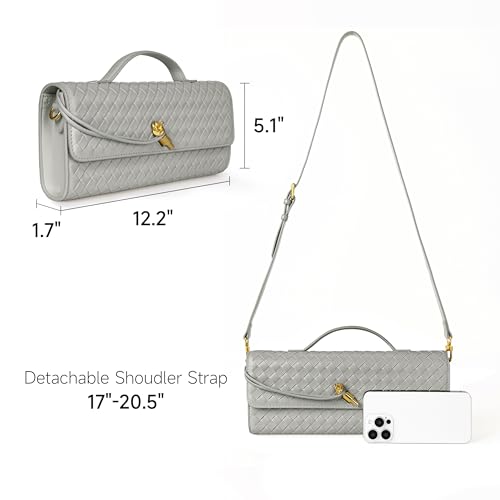 Image of Joryin Woven Purse for Women Evening Clutch Woven Leather Handbags Crossbody Bag Purse Formal Evening Bag, Vegan Leather