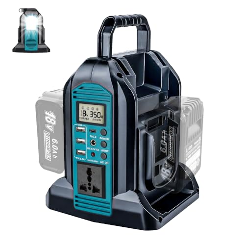 350W 2 ports Pure Sine Wave Power Inverter, DC 18V to 230V-240V AC supply, Compatible with Makita 18V Batteries (Battery Not Included) | Portable Outdoor Power Converter