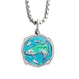 Guy Harvey Enamel Tarpon Necklace - Pendant Crafted in Sterling Silver on a 22" Stainless Steel Box