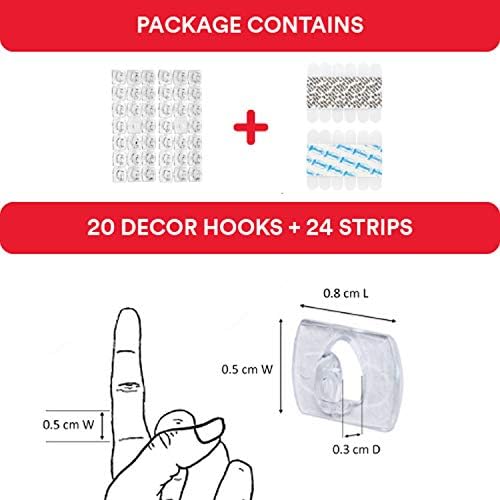 Command Medium Utility Hooks, Value Pack of 6 Hooks and 12 Command Adhesive Strips, Suitable for Hanging Items up to 1.3 kg & 17026CLR Decoration Clips for Christmas and Fairy Light - Clear