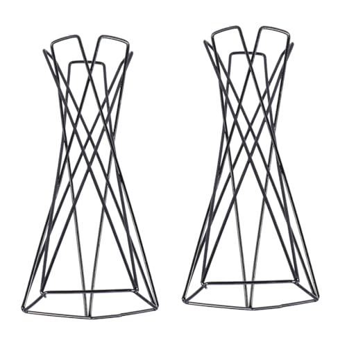 Kisangel 2 pack Air Plant Holder Black Wrought Iron Plant Stand Geometric Hollow Desktop Ornament for Tillandsia Air Container Home Office Garden Decor
