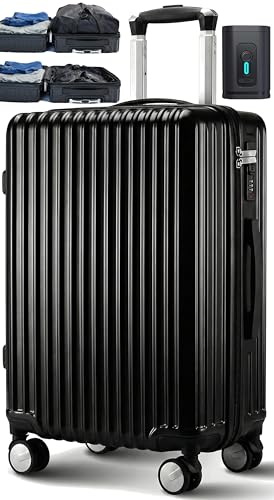 Homie Vacuum Compression Carry-On Luggage With 360 Degree Wheels & Retractable Handle 21 Inch Hardshell Suitcase Up to 25% More Space