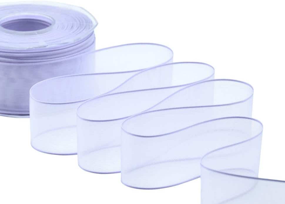 Furlanis - Satin Edge Veil, Decorative Ribbon for Packaging, Wedding Favors, Italian Fabric - Lilac, 40 mm x 50 m