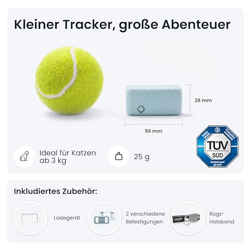 Tractive CAT Mini GPS Tracker für Katzen | Marktführer | Live-Ortung | Positionsverlauf | Gesundheitswarnungen | Aktivitätstracking | Halsband inkludiert | Abo Erforderlich (Mint)