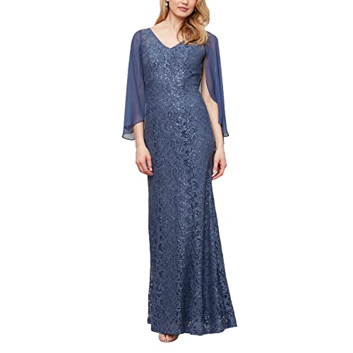 Image of Alex Evenings Women's Long A-line Dress with Draped Cowl Back