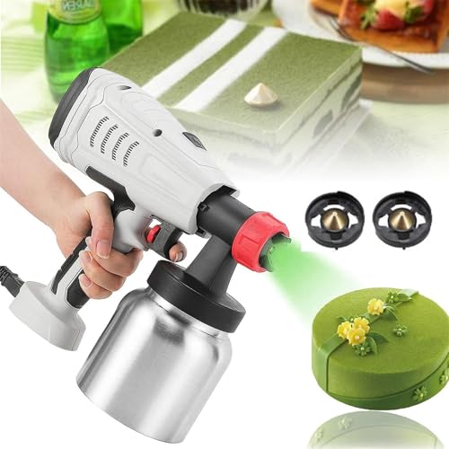 800W チョコレートスプレーガンキット、800ml 容量のケーキデコレーションエアブラシ、2 つのノズル付き、デザート用電動ベーキング&サンドブラストマシン
