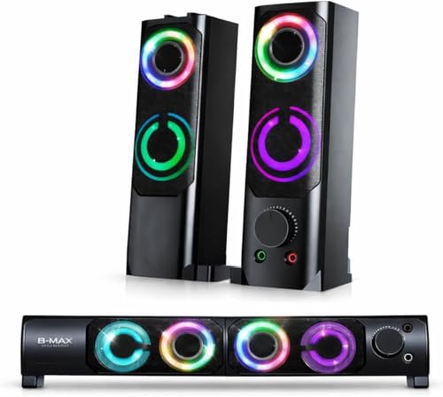 Caixa de som Alto Falante para PC e Notebooks Caixinha de Som Gamer com LED RGB para computador com Controle de Volume Soundbar Potente