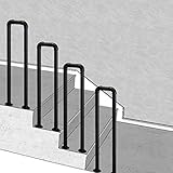 Übergang Handlauf Treppengeländer Geländer für Indoor/Outdoor-Schritte Schmiedeeisen Matt-schwarz Rohr, Industrieller U-Typ Eingangsgeländer Brüstungsgeländer