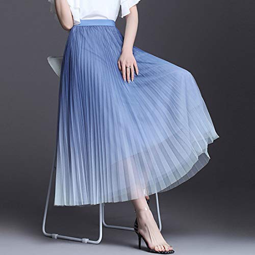 ebossy Women's Ombre Gradient Color Wedding Party Pleated Swing A-Line Tutu Tulle Midi Skirt3
