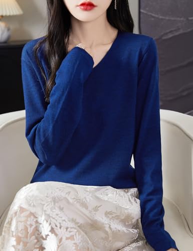 Women's 100% Merino Wool Base Layer Shirt Tops V Neck Long Sleeve Travel Hiking Tee T Shirt Pullover Sweater4