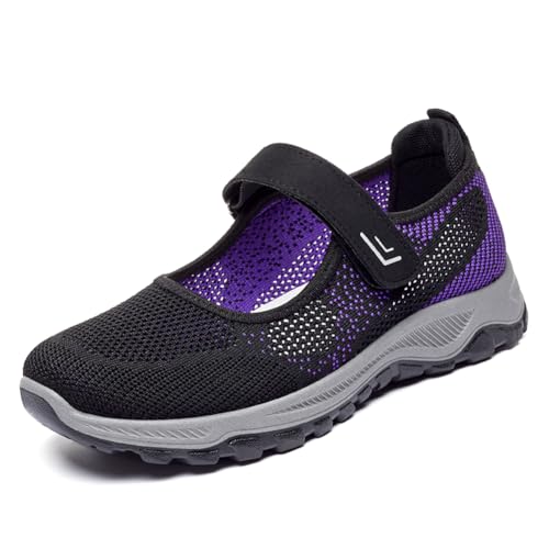 WDRHC Sandalias para Mujer Malla Merceditas Plataforma Ligero Zapatillas Sneaker Casual Zapatos de Deporte Mocasines Negro