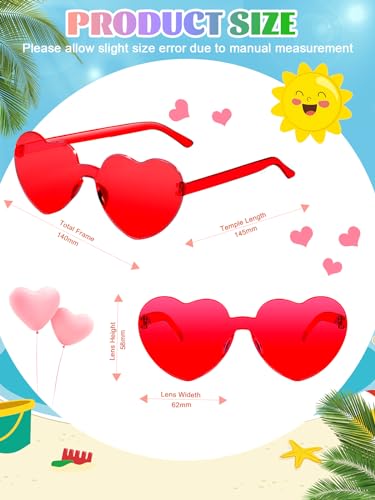 12 Pairs Heart Shaped Sunglasses for Women Colorful Glasses Fun Trendy Transparent Heart Sunglasses Party Favor (Assorted Colors)2