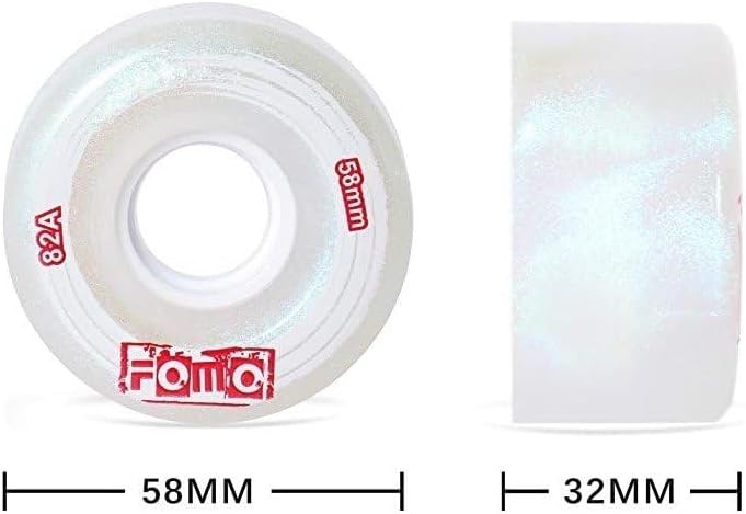 STD Skates & Wheels - STD Wheels FOMO Trick/Dance Model - Transparent - Set of 8 Wheels+16 Bearings - 58mm x 32mm 82A - Accessories for Quad Street Roller Skates