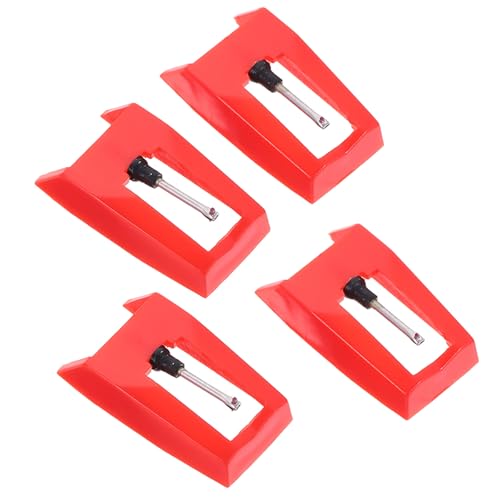COHEALI Lot de 4 Aiguilles de Phonographe Rouges Universelles en Aluminium et Plastique pour Platine Vinyle et Gramophone Stylets de Remplacement Compatibles Fixation Précise et Son Pur