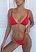 Women's High Cut Thong Bikini Low Triangle Swimsuit Padded Swimwear Adjustable Strap Sexy 2PCS Beachwear Red S