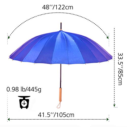 Kung Fu Smith Vintage Parasol Umbrella for Women and Girls - Wood Handle Light Windproof UV Protection and Rain