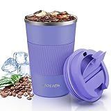 Aolieh Taza de Viaje, Taza de Café Aislada, Taza de Viaje de Doble Pared, Aislamiento al Vacío, Acero Inoxidable con Tapa a Prueba de Fugas, Taza Reutilizable Ecológica para Café, té y Cerveza