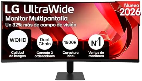 LG 34U601B-B - Monitor UltraWide, 34", Curvo, 1800R, VA, WQHD, 34...