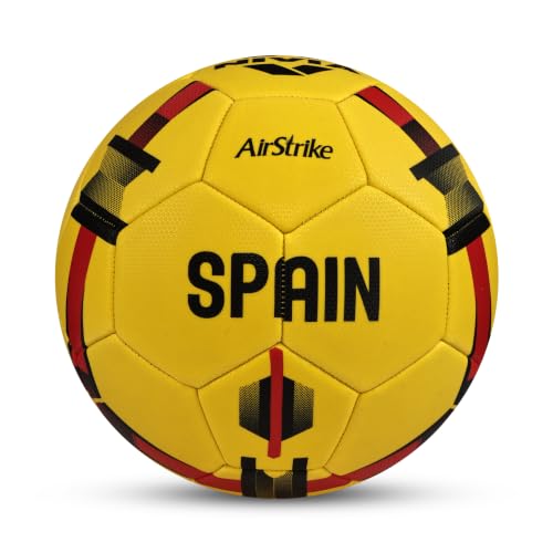 Image of Nivia Airstrike Football (Spain) Training Ball, 32 Panels, Butyl Bladder, Made for Beginners, to Play On Both Natural and Artificial Grass (Yellow, Size-3)