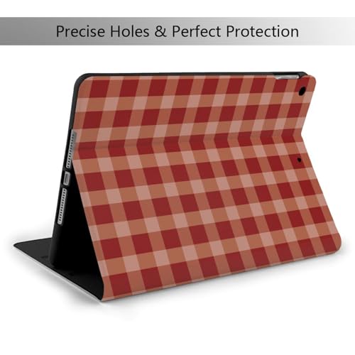 Étui pour iPad 10.2 vichy rouge compatible 9e 8e 7e génération avec support folio