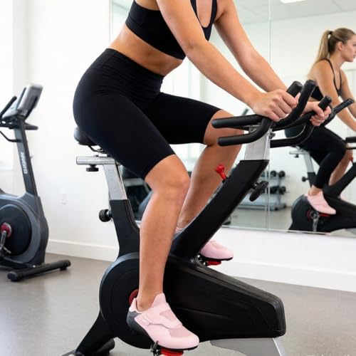 Image of Womens Cycling Shoes Compatible with Peloton Indoor Road Bike Riding Shoes Pre-Installed Delta Cleats Clip Outdoor Pedal