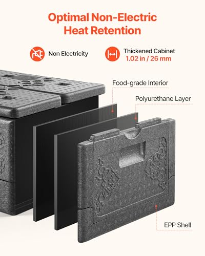 Image of VEVOR Collapsible Insulated Food Warmer, 40 Qt Non-Electrical Thermal Carrier, Lightweight and High-Rigidity EPP Hot Box, for Delivery, Transport, Catering BBQ Event, Keeps Warm /Cold 4 Hours (Gray)
