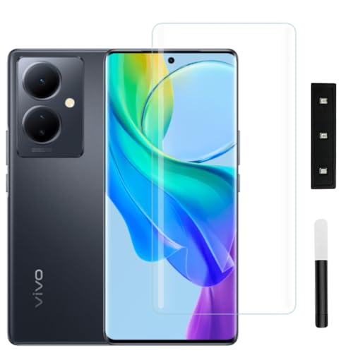 Image of Mothca Premium UV Tempered Glass Screen Protector For Vivo Y78 (Pack of 1) Full Adhesive UV Curved Screen Guard, Case Friendly with Installation Kit