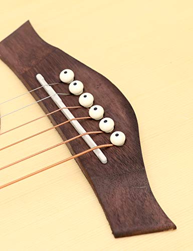 Metallor Guitar Bridge Pins String Pegs For Acoustic Guitar Parts Replacement Set Of 6 Pieces Invory With Black Dot. #TOP1