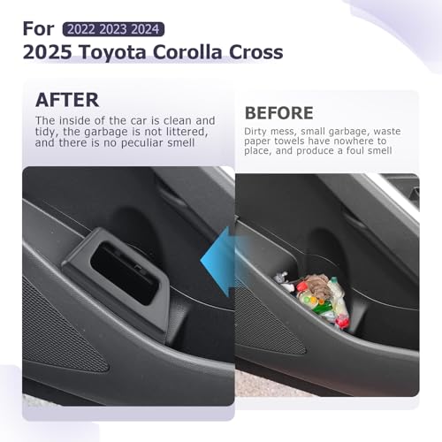 Image of LUWU Car Trash Can Compatible With Toyota Corolla Cross 2022-2025 - Interior Accessory With Lid, Portable Mini Dustbin, Leak-Proof Garbage Bin 2PCS