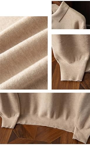Dcvmvmn Men's Winter Wool Thick Sweater Business Casual Knitted Cashmere Bottoming Pullovers Beige3
