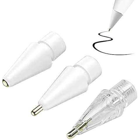 YINVA 3 Pack Pencil Tips for Apple Pencil Tip, 3 Styles Fine Point Metal Apple Pencil 2nd Generation Tips, Replacement iPad Pen Tips for Apple Pencil 1st Generation Nibs(White, Clear) Cover