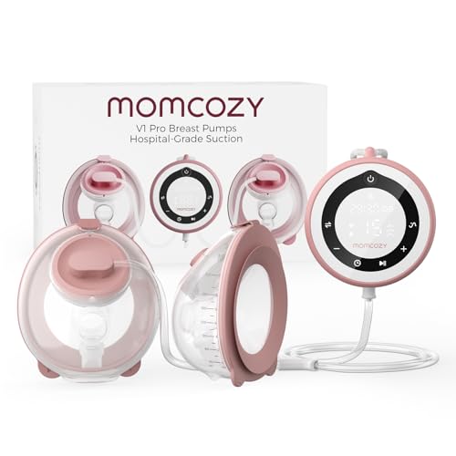 Momcozy Breast Pump V1 Pro Hospital-Grade, Hands-Free & Portable Wearable Pump, Upgraded Electric Pump with 3 Fine-Tuned Rhythms|15 Levels, Come with Leak-Proof