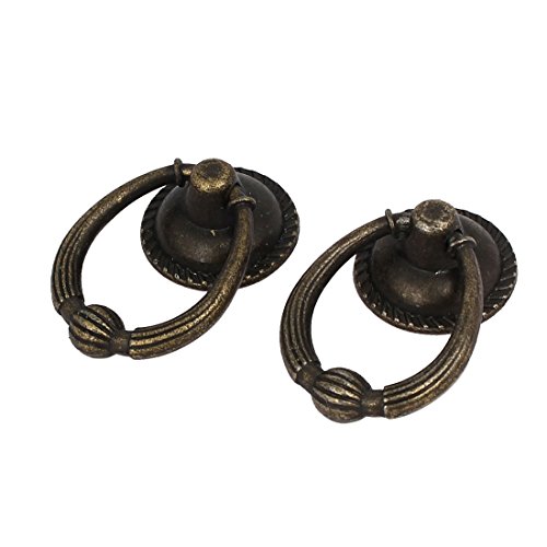 Sourcingmap Cabinet Cupboard Single Hole Round Zinc Alloy Ring Pull Handles Knobs 20PCS, Bronze - Image 2