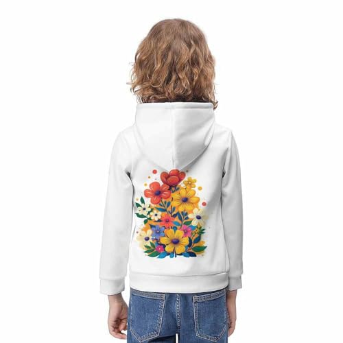 Sweat à capuche enfant fleurs colorées ample et stretch pour éviter la sensation de serrage