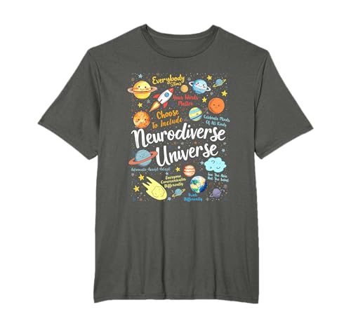 Crianças autismo universo neurodiverso neurodiversidade astronomia t-shirt