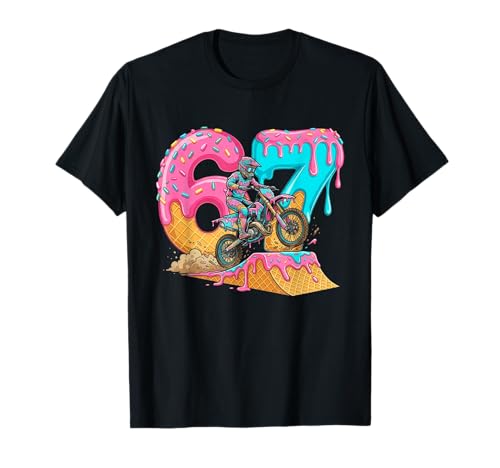 67 Meme Motocross Dirt Bike Drip Funny Number Six Seven T-Shirt