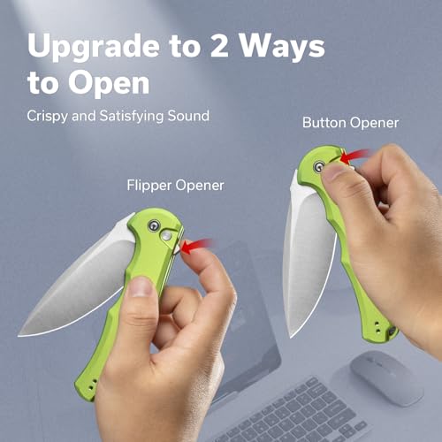 Image of CIVIVI Button Lock Praxis Pocket Knife for EDC, Folding Knife Upgrade with Flipper 3.75 inch Nitro-V Blade plus Aluminum Handle, Cool Stylish Gift for Men Women C18026E-3