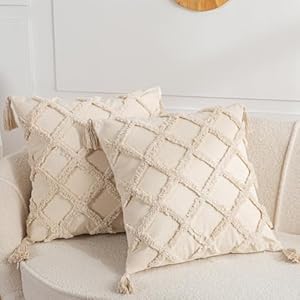 Set of 2 Boho Throw Pillow Covers, 18...