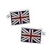 Lieson Gemelos de esmoquin, gemelos de plata para hombres con bandera británica para camisas