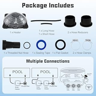 Goplus Solar Pool Heater Above Ground, Inground Swimming Pool Dorm Heater with Rotatable Hose Connectors and Foldable Legs, Solar Powered Water Heating