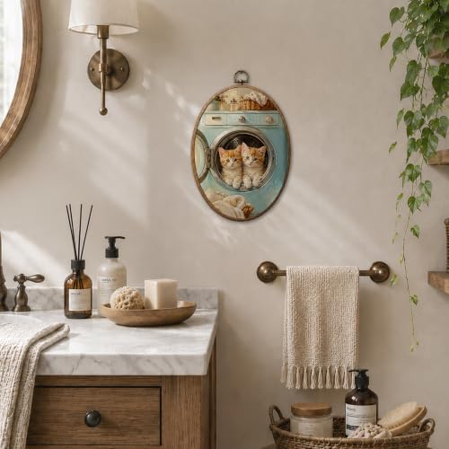 Toile murale ovale chat œuvre d'art encadrée Sufamb